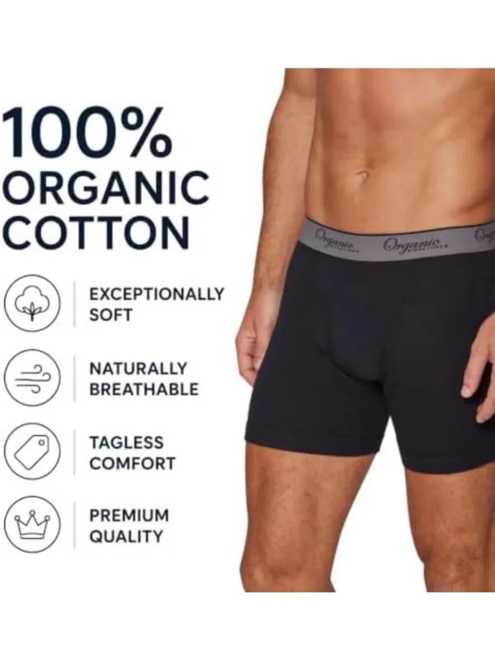 Eco-Friendly Organic Cotton Boxer Briefs | Soft, Comfortable & Breathable